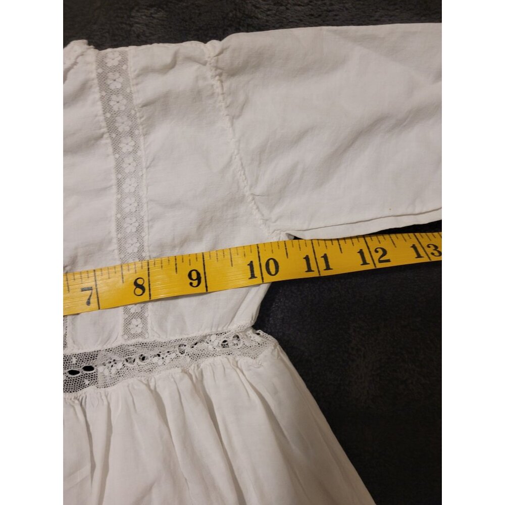 Antiq White Baby Christening Baptism Gown Lace Embroidery Heirloom Flaw - Picture 5 of 7